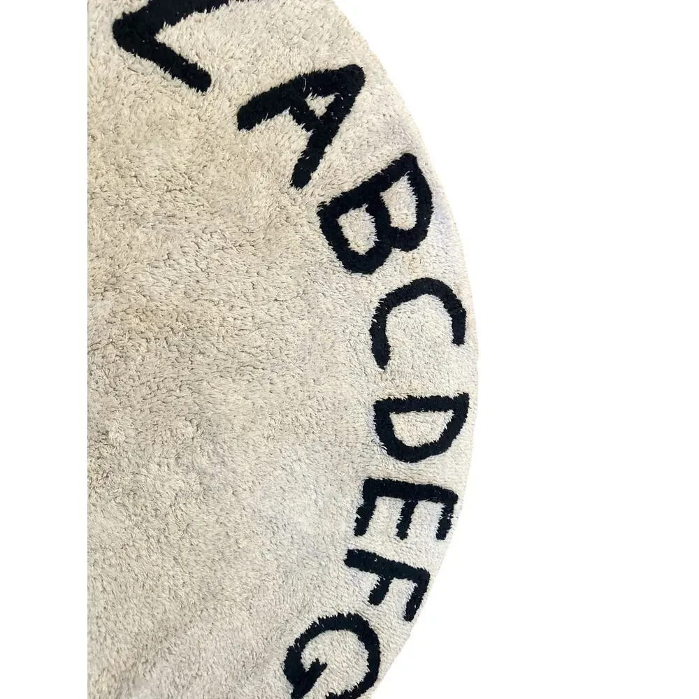 Lorena Canals Circle ABC Alphabet White Rug Carpet Machine Wash Nursery Decor